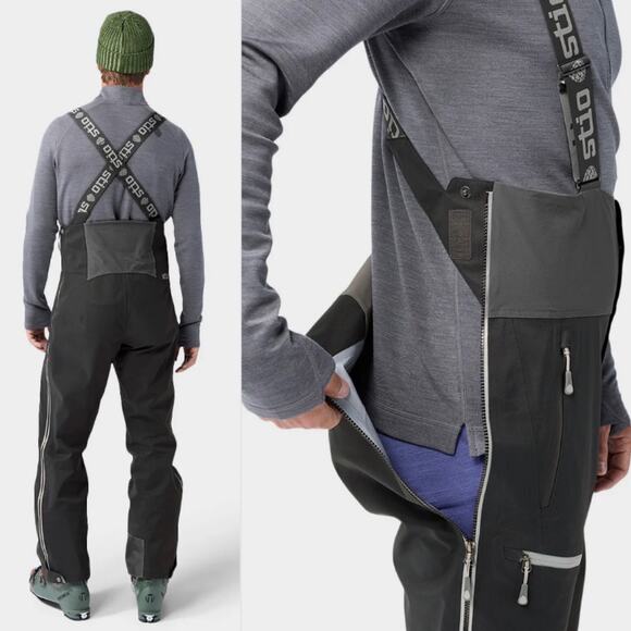 Stio Mens Environ Bib Regular Length Skiing In Abyss Black Size Medium New - Picture 2 of 16